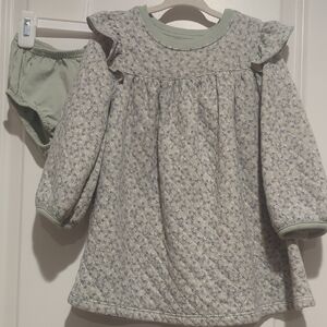 Carter's Light Green Floral Long Sleeve Quilted Baby Toddler Dress- 24M